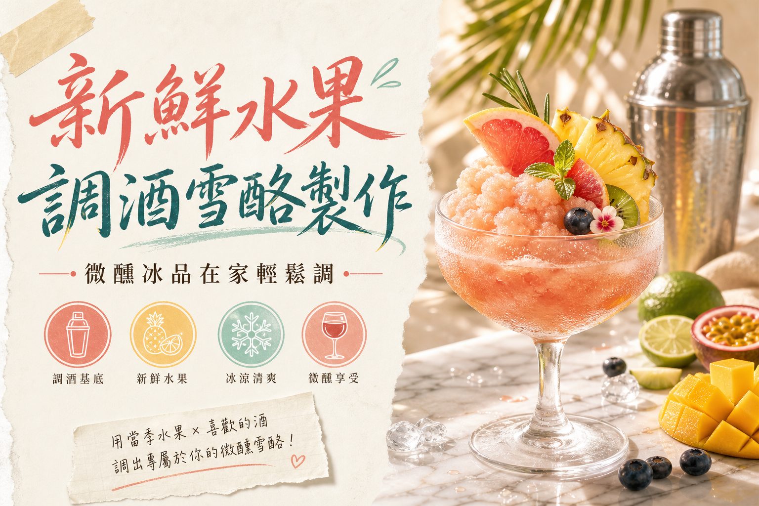 新鮮水果調酒雪酪製作
